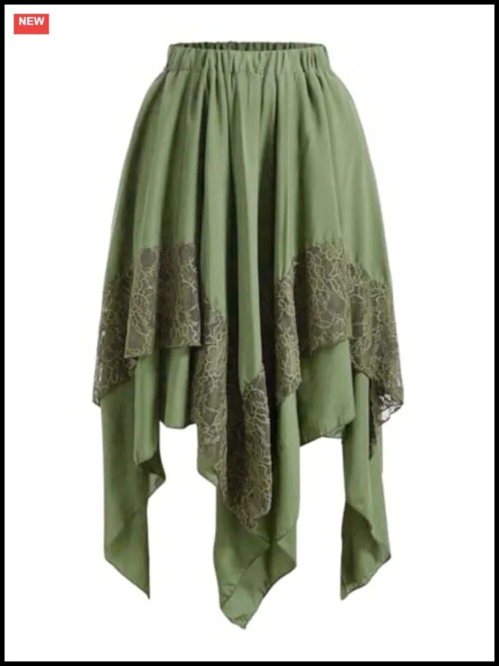 Asymmetrical Renaissance Fairy Skirt Ren Faire Medieval Midi Flowy Lace